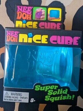 NeeDoh Nice Cube Blue Super Solid Squish Viral Stress Toy NEW